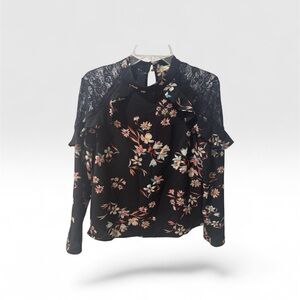 Lily White Black Floral Lace Blouse